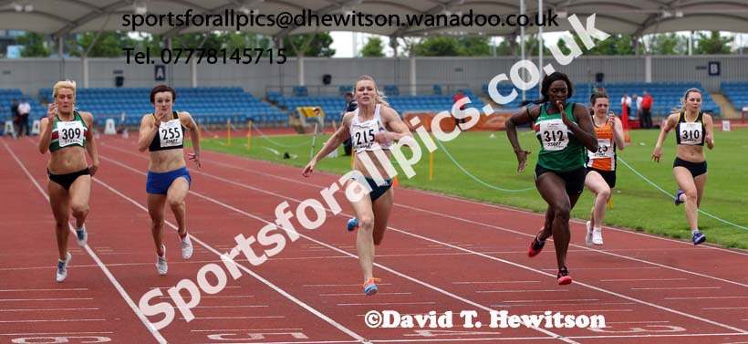 Senior womens 100 metres, Northern Senior and Under-20 Champs., Sport City, Manchester. Photo: David T. Hewitson/Sports for All Pics